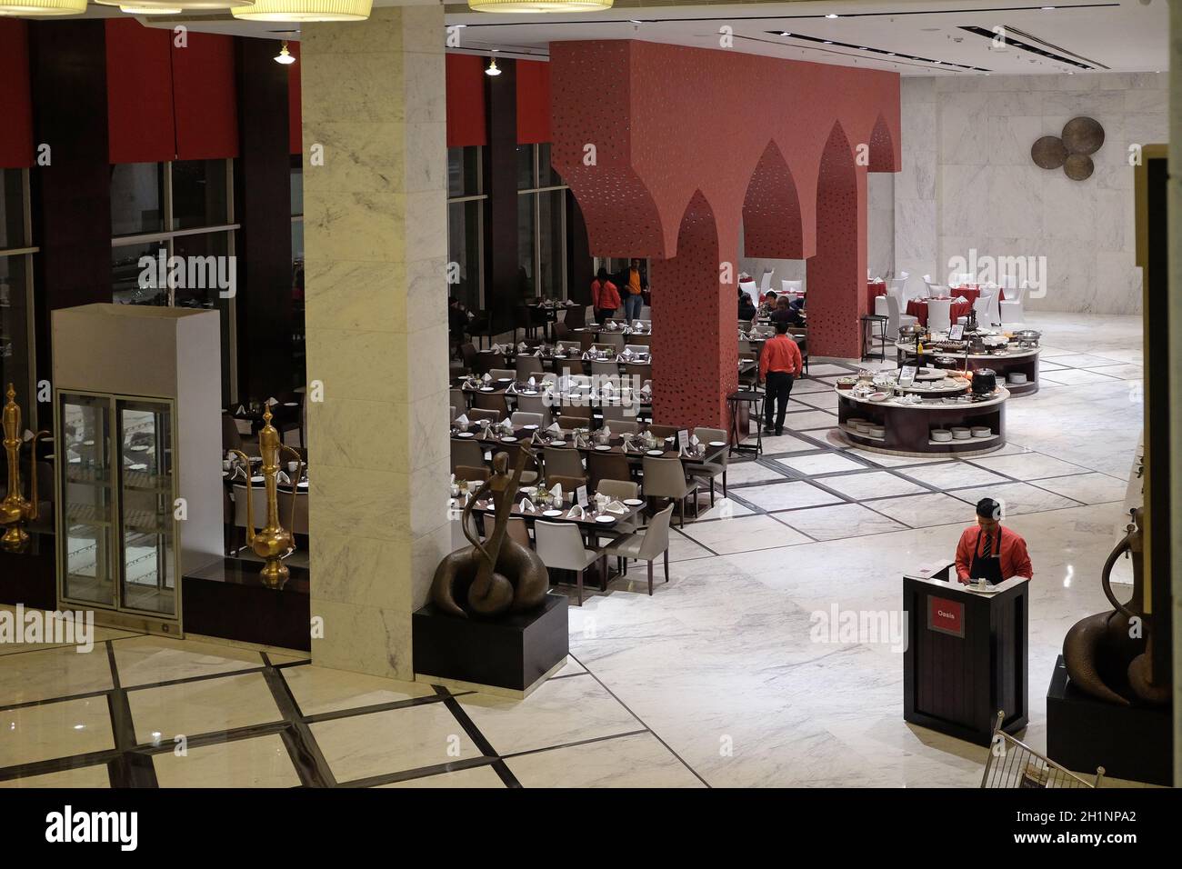 Interieur des Restaurants in Four Points by Sheraton Agra, Uttar Pradesh, Indien Stockfoto