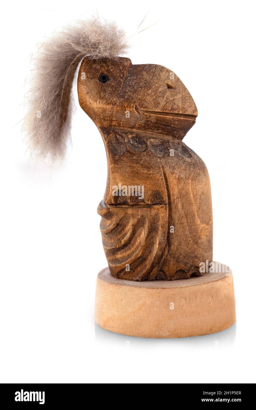 Souvenir hölzerne Kamtschatka Kutkh Aboriginal religiösen Riten Stockfoto
