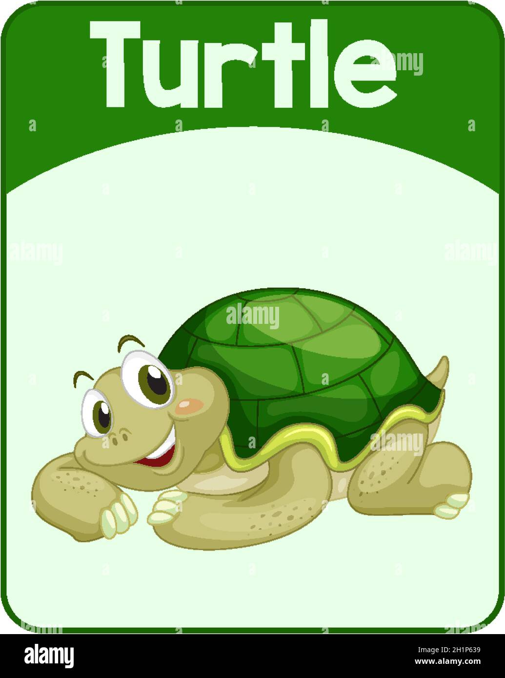 Pädagogische englische Wortkarte der Schildkröte Illustration Stock Vektor