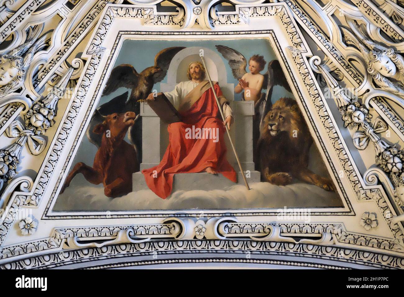 Fragment der Kuppel in der Kapelle der Verklärung Jesu, Salzburger Dom, Österreich Stockfoto