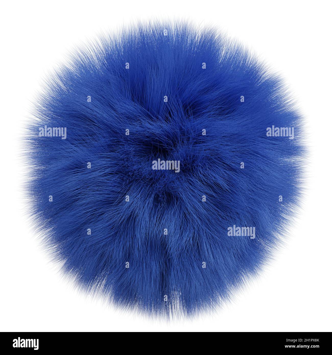 Flauschige Kugel, pelzige blaue Kugel isoliert auf weißem Hintergrund Stockfoto