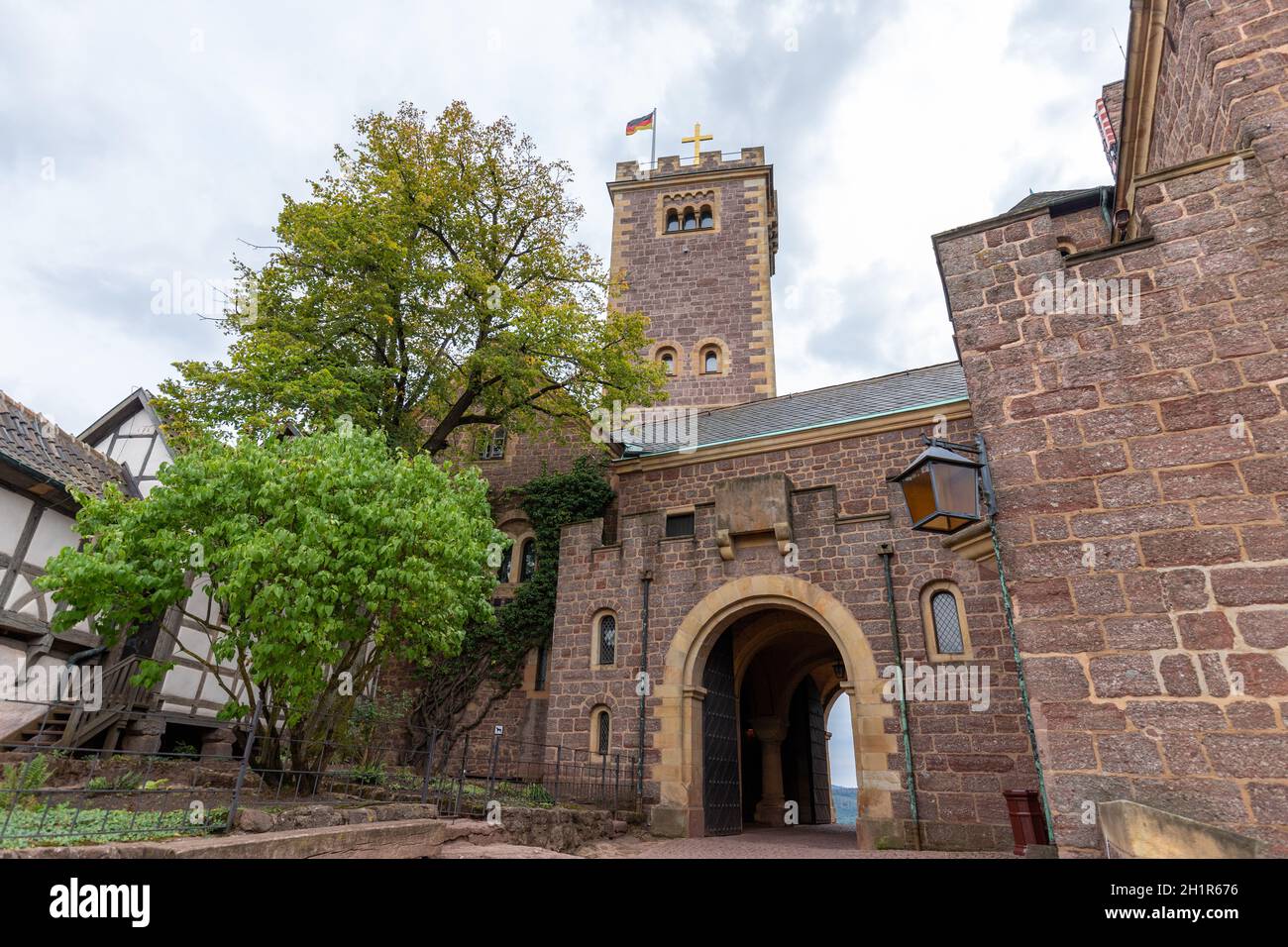 Burghof mit Burgstall Wartburg bei Eisenach, Thüringen Stockfoto