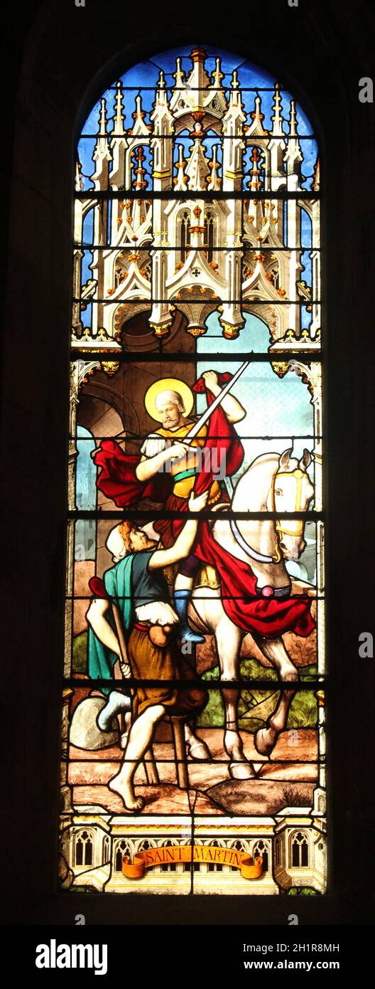 Saint-Martin, Glasfenster von Kirche Saint Severin, Paris Stockfoto