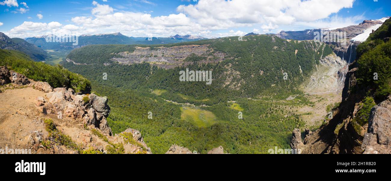 Vulkan Tronador und Gletscher von Alerce und Castano Overa Stockfoto