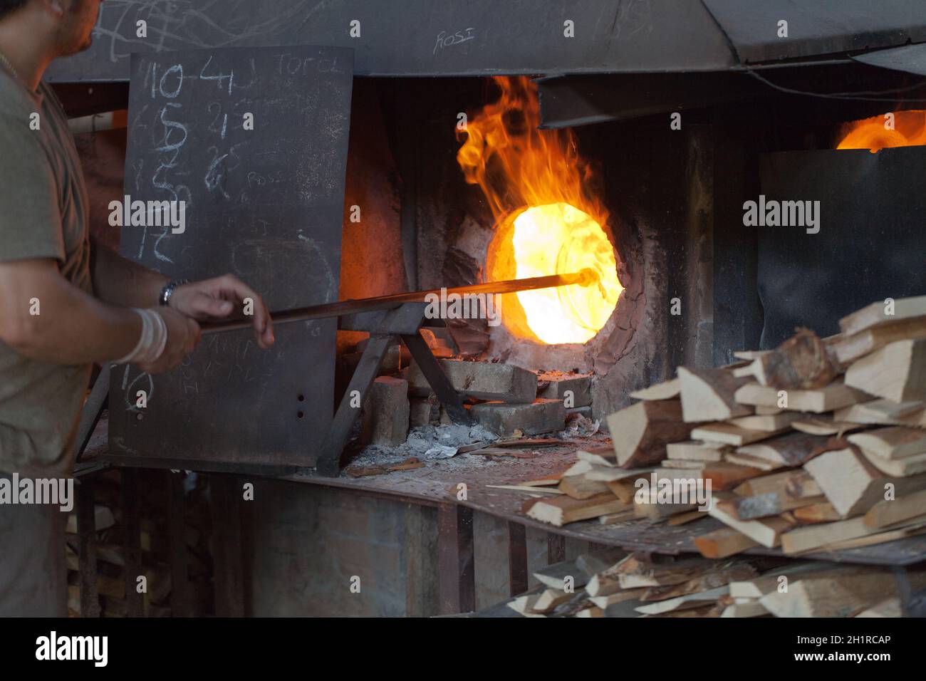 Glasbläserei-Prozess Stockfoto