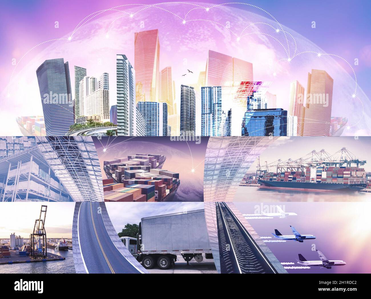 Collage über Miami, Florida, Vereinigte Staaten von Amerika. Es ist ein weltberühmter Reiseort. Stockfoto