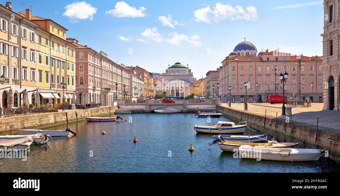 Triest Kanal und Ponte Rosso Platz Panoramablick, Stadt in Friaul Julisch Venetien Region Italien Stockfoto