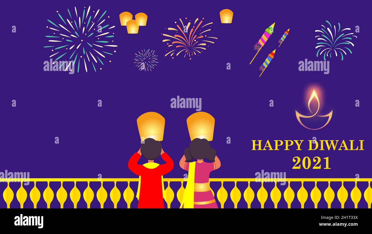 Happy Diwali die besten Wünsche 2021, Diwali Festival Feier Stockfoto