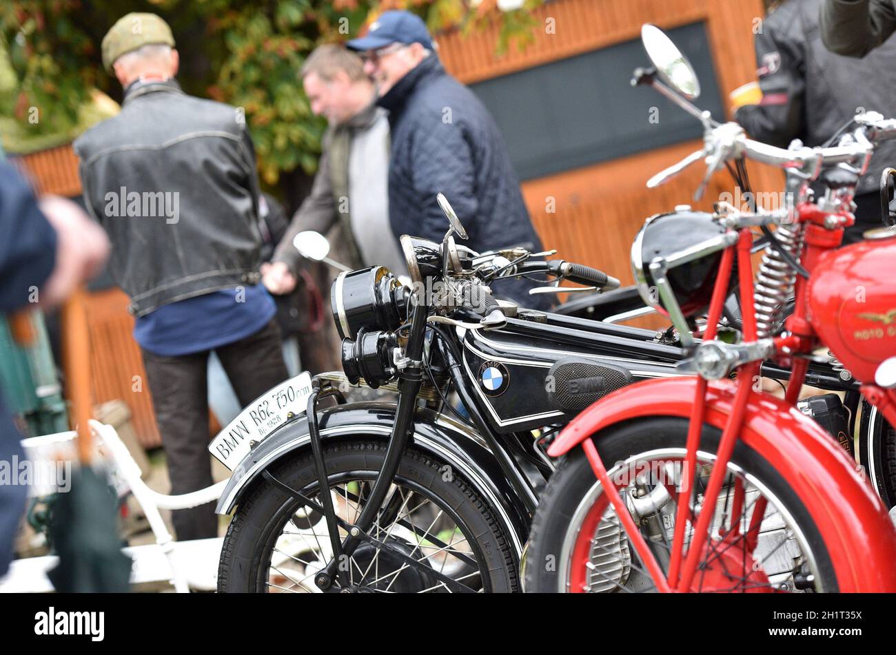 Jährliche Franz-Joseph-Fahrt mit alten Motorrädern in Bad Ischl, Salzkammergut, Österreich, Europa - jährliche Franz Joseph-Fahrt auf alten Motorrädern in Ba Stockfoto