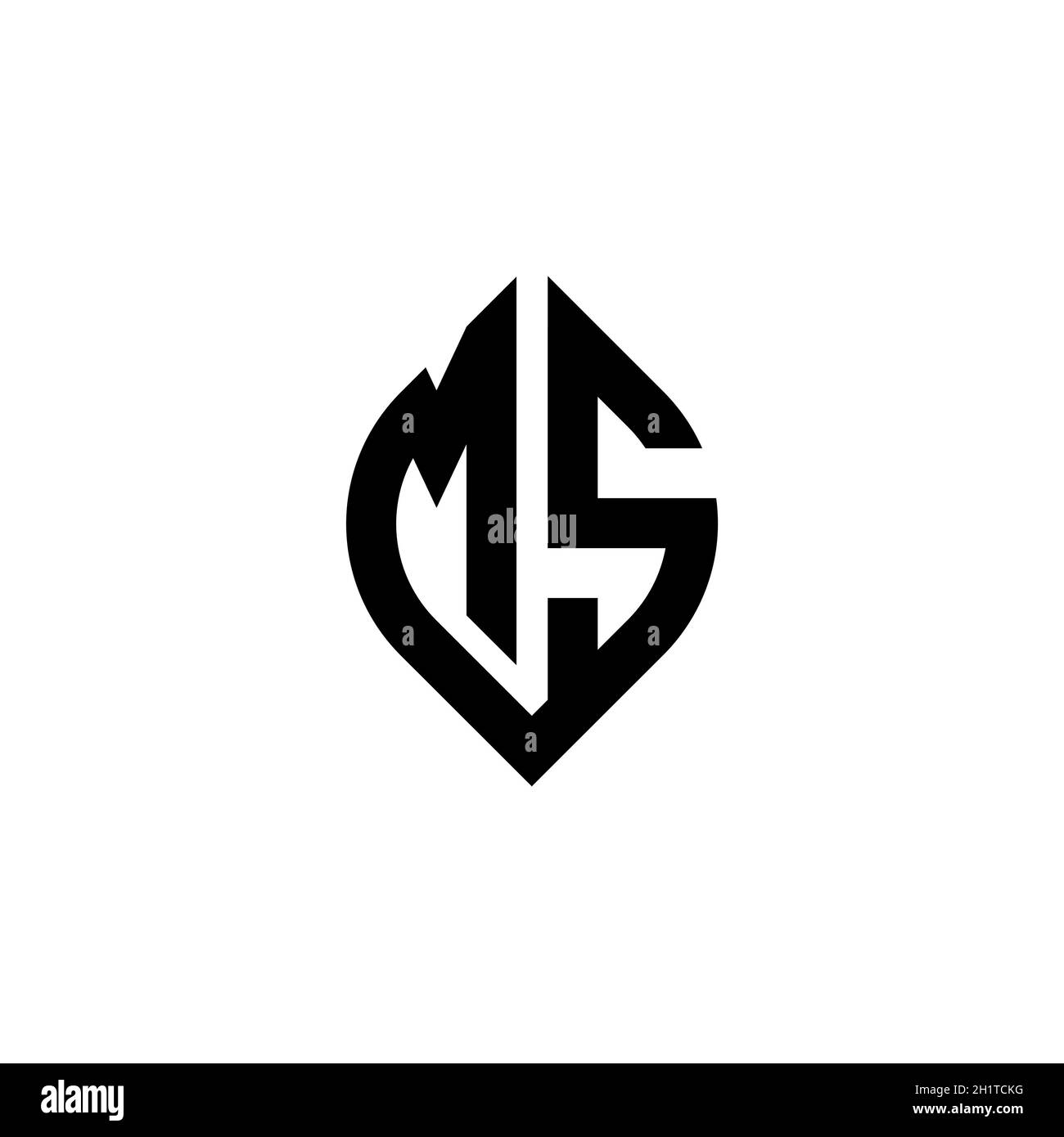 MS Monogram Logo Brief mit einfachen Fortsetzung Form Stil geometrische Design-Vorlage isoliert auf weißem Hintergrund Stock Vektor