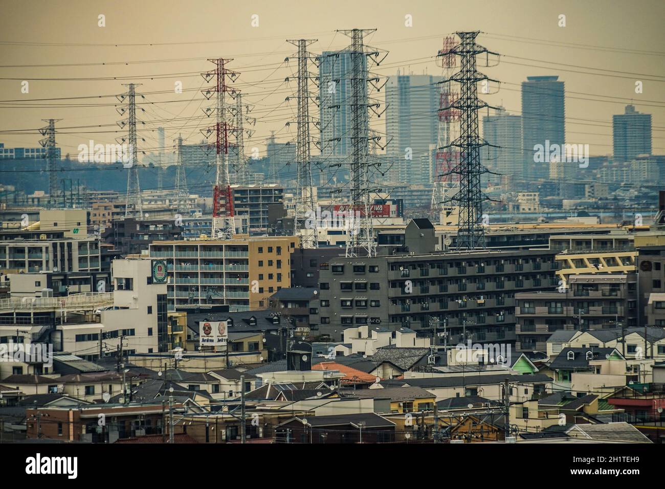 Straßen der Stadt Kawasaki, die von Meiyuan Okurayama aus sichtbar ist. Drehort: Präfektur kanagawa, Yokohama-Stadt Stockfoto