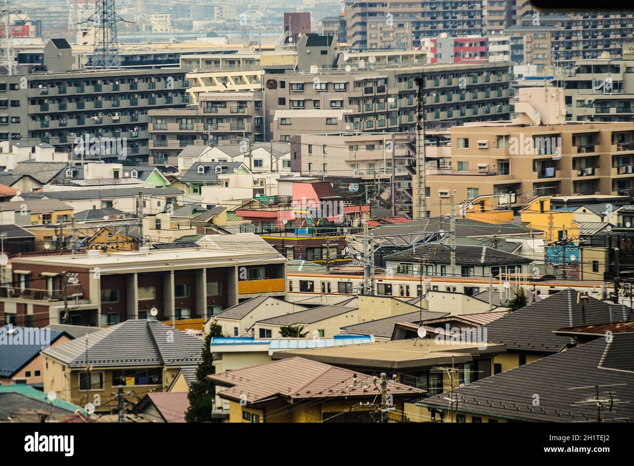 Straßen der Stadt Kawasaki, die von Meiyuan Okurayama aus sichtbar ist. Drehort: Präfektur kanagawa, Yokohama-Stadt Stockfoto