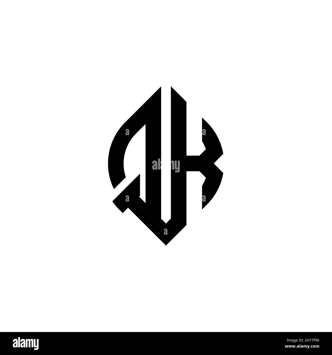 QK Monogram Logo Brief mit einfachen Fortsetzung Form Stil geometrische Design-Vorlage isoliert auf weißem Hintergrund Stock Vektor