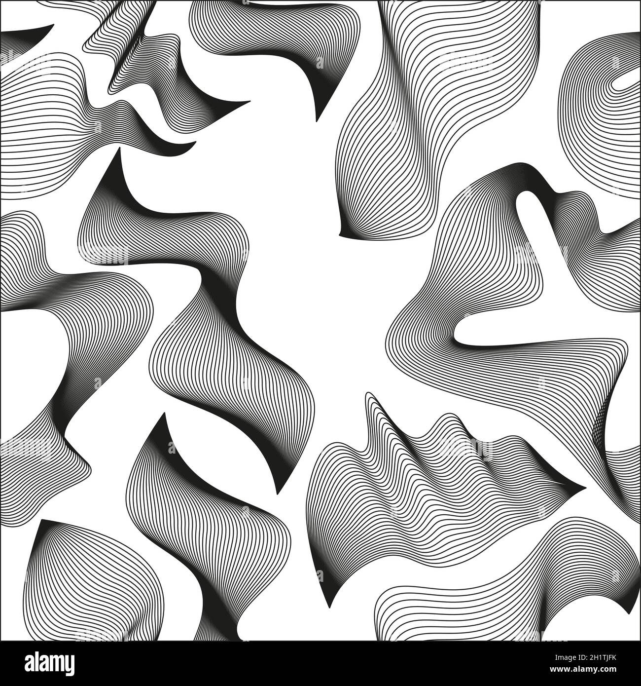 Gewellte abstrakte Streifen. Gekrümmte Linienvektorelemente für das Musikdesign. Digitaler Sound-Equalizer. Stock Vektor