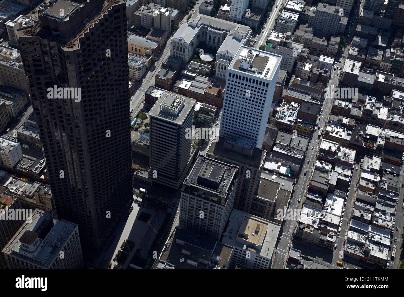 555 California Street Wolkenkratzer (52 Stockwerke), Innenstadt von San Francisco, Kalifornien, USA - Luftaufnahme Stockfoto