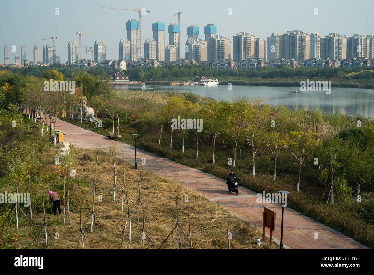 Ein Blick auf die chinesische Öko-Stadt Tianjin in Tianjin, China. 19-Okt-2021 Stockfoto