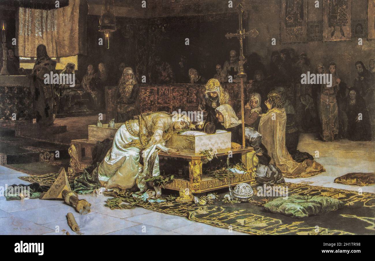 Die Liebenden von Teruel. Eine Liebesgeschichte, die 1217 stattgefunden hat. Gemalt von Antonio Munoz Legrain im Jahr 1884. Prado Museum, Spanien Stockfoto