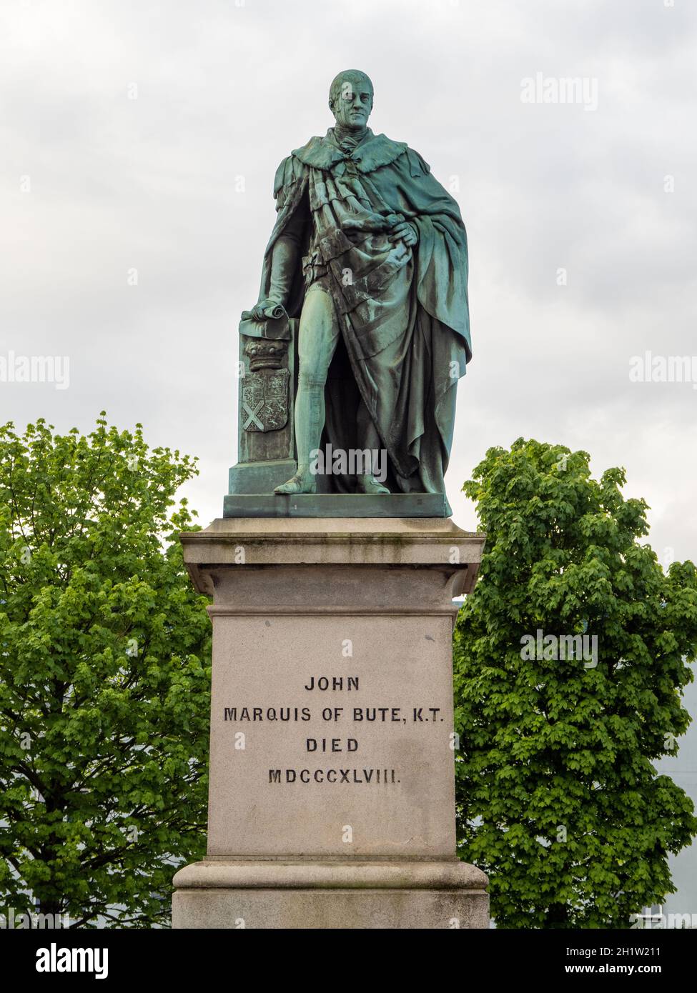 Statue von John Marquis of Bute auf dem Callaghan Square in Cardiff Stockfoto