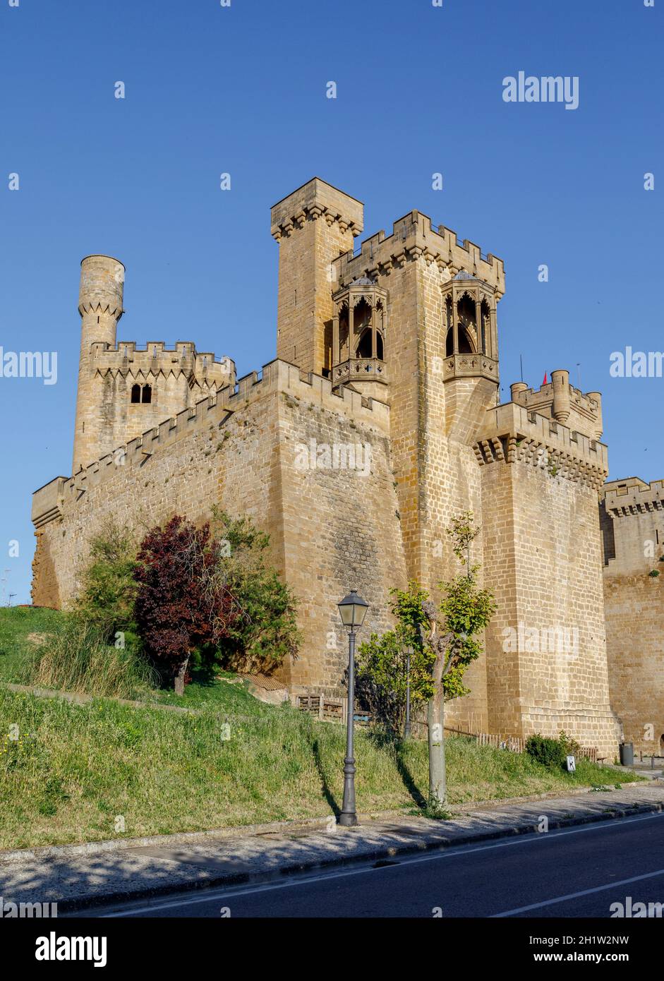 Palace Real in Olite. Ist eine kleine Stadt und Gemeinde in der Comarca de Tafalla in Navarra, Spanien. Stockfoto