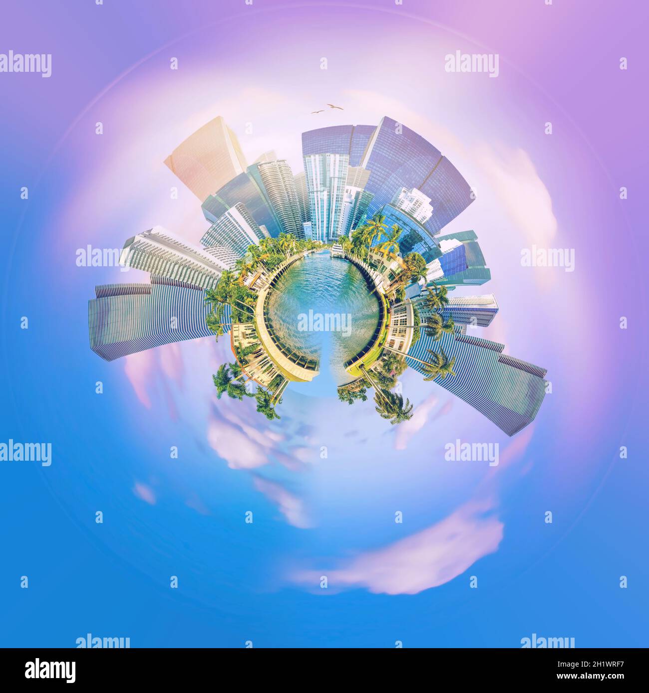 Collage über Ft. Lauderdale, Florida, Vereinigte Staaten von Amerika und Luxusvilla im exklusiven Teil von Fort Lauderdale, bekannt als kleines Venedig Stockfoto