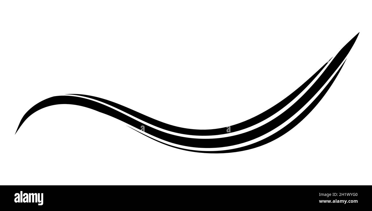 Geschwungene, glatte Linien in Form eines wellenförmigen, wellenförmigen Logos Stock Vektor