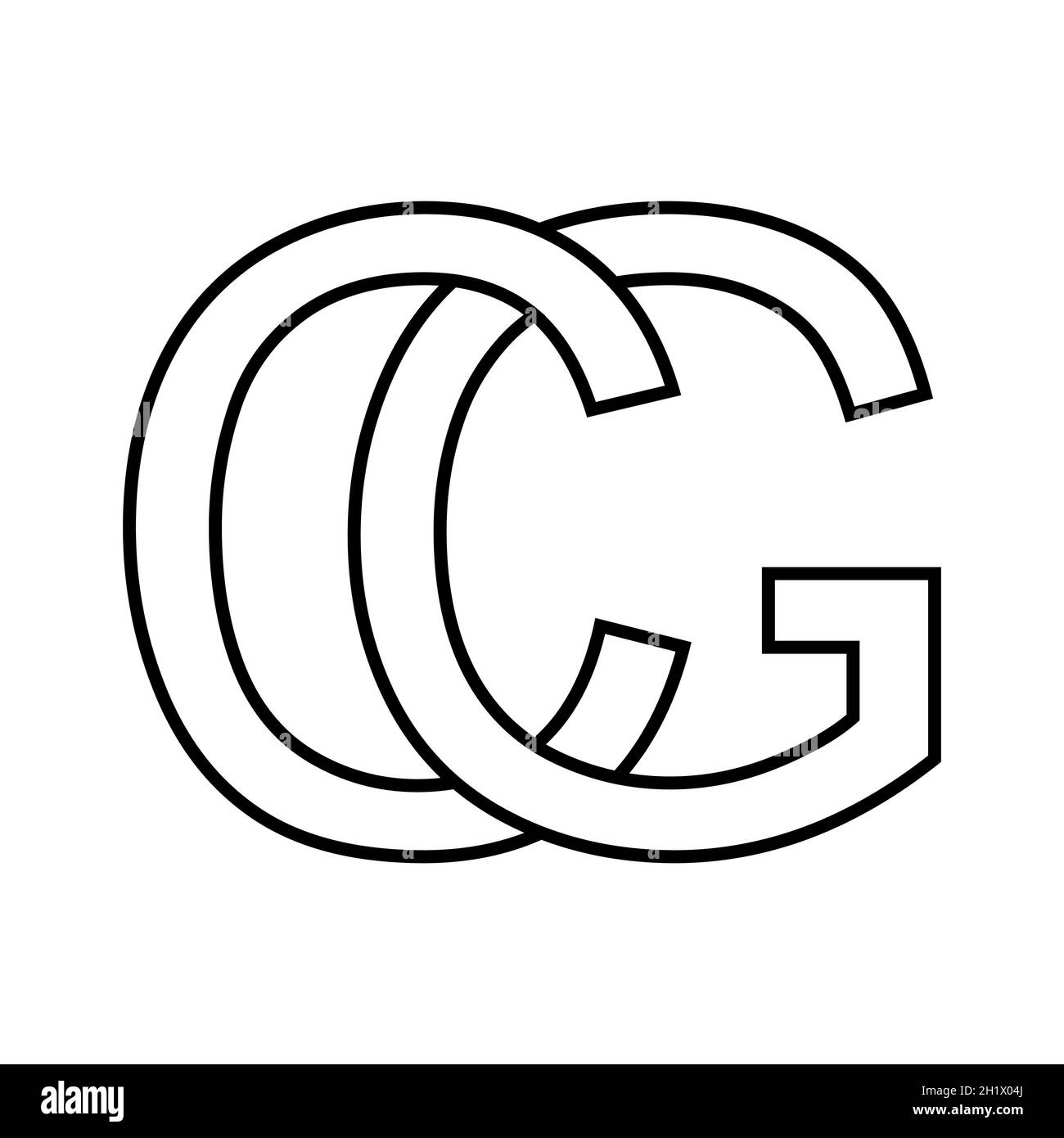 Logo Zeichen gc cg Symbol Zeichen Zeilensprungbuchstaben c g Vektor Logo gf, fg erste Großbuchstaben Muster Alphabet g, c Stock Vektor