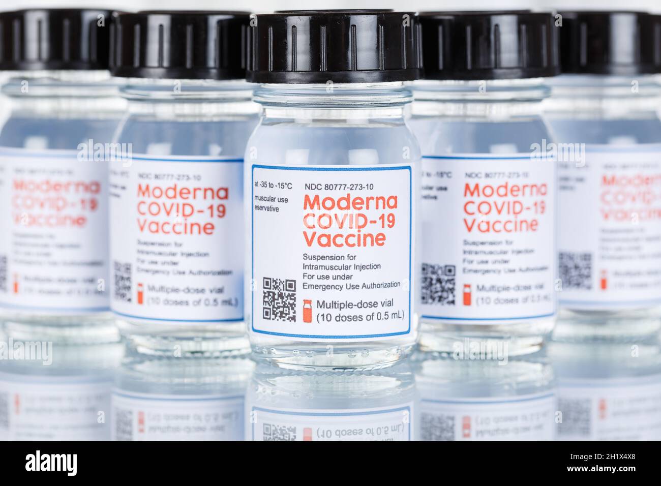 Stuttgart, 19. März 2021: Moderner Coronavirus-Impfstoff Corona Virus COVID-19 Covid-Impfstoffe in Deutschland. Stockfoto