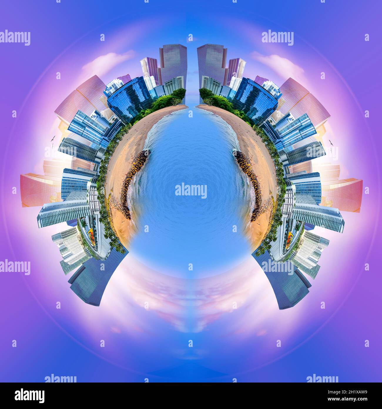 Collage über Miami, Florida, Vereinigte Staaten von Amerika. Es ist ein weltberühmter Reiseort. Stockfoto