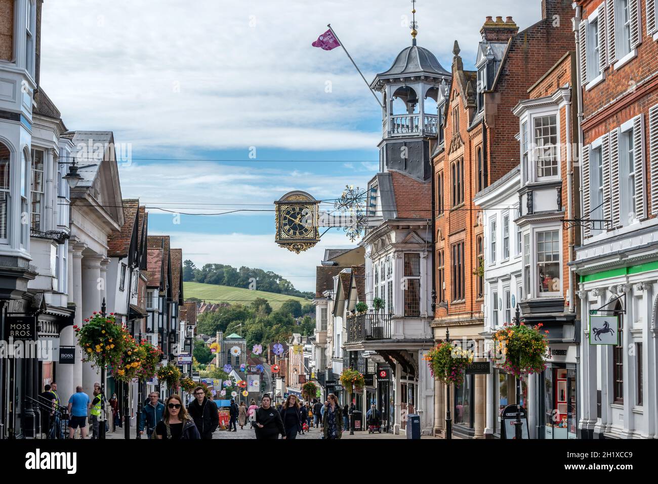 Guildford, 6. Oktober 2021: GV aus dem Stadtzentrum von Guildford Stockfoto