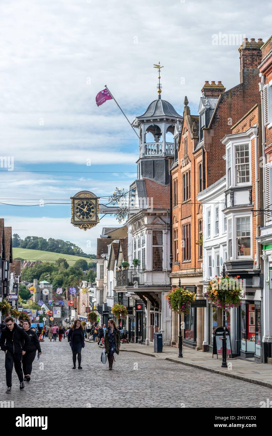 Guildford, 6. Oktober 2021: GV aus dem Stadtzentrum von Guildford Stockfoto