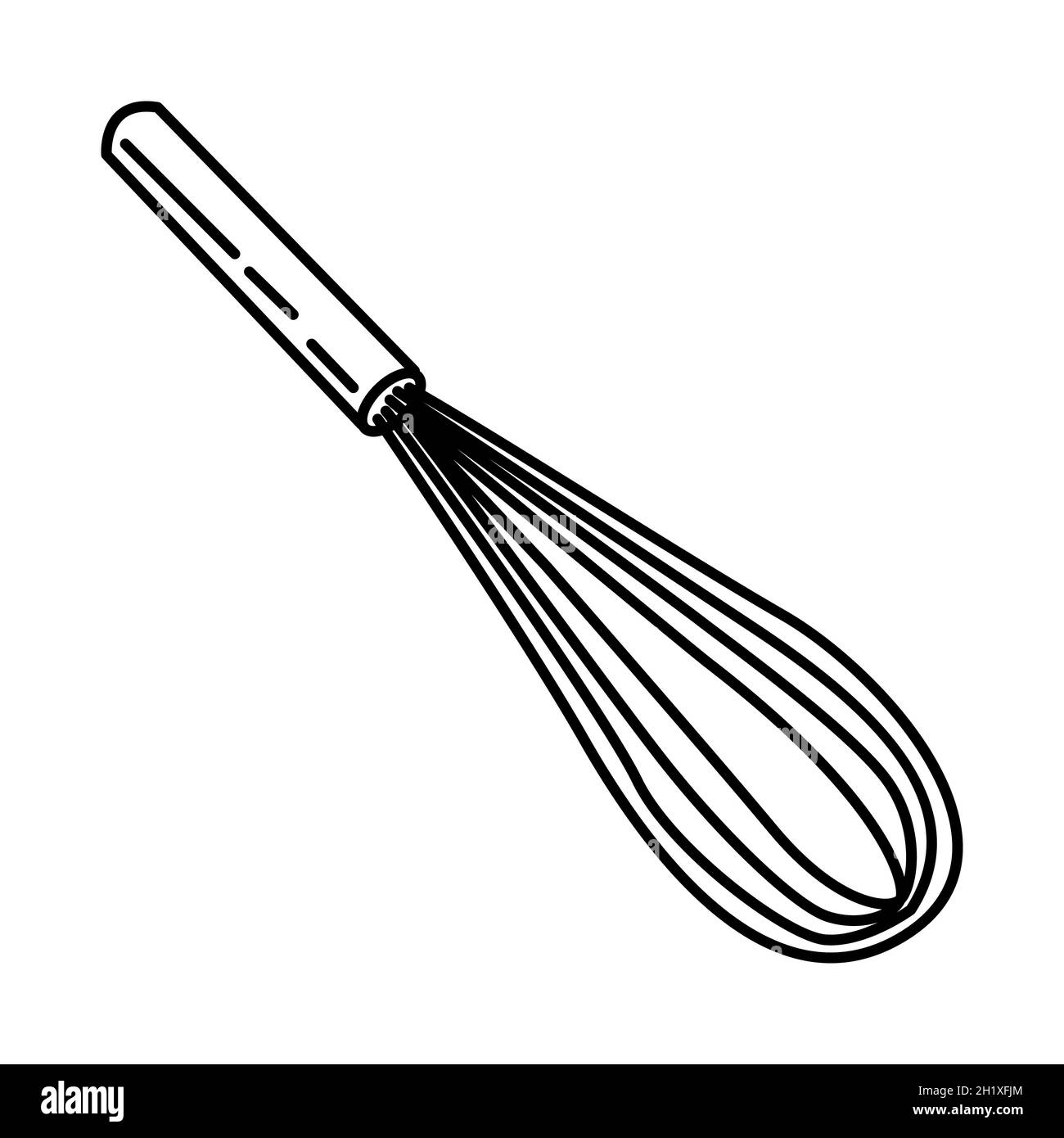Ballon Schneebesen Teil von Kochzubehör und Gerät Handgezeichnete Icon Set Vektor. Stock Vektor