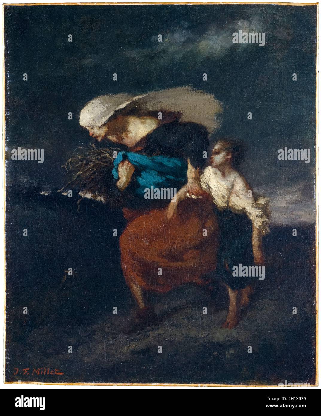 Rückzug aus dem Sturm, Gemälde von Jean Francois Millet, um 1846 Stockfoto