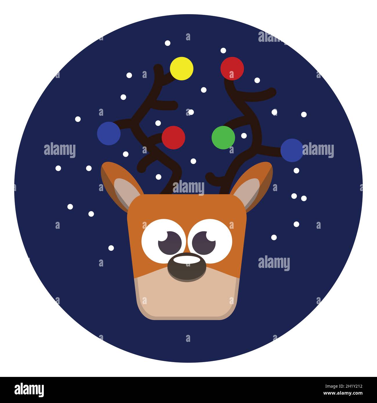 Weihnachten hirsch Kopf rund Stick Label Stock Vektor