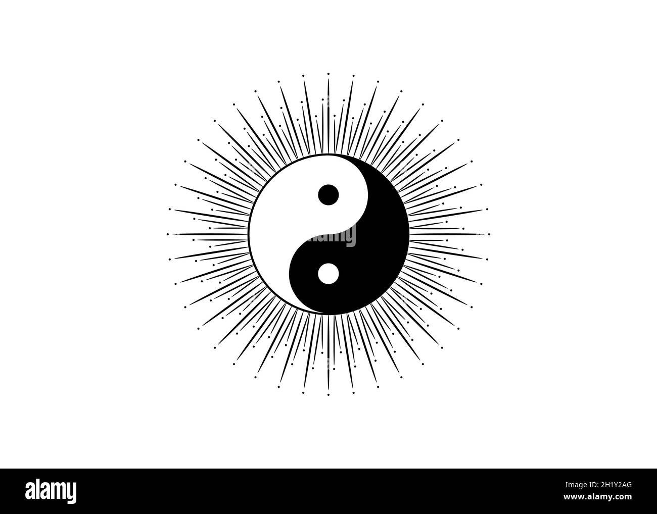 Ying Yang als Symbol für Harmonie und Gleichgewicht beschreibt die chinesische Phylosophie, wie entgegengesetzte und entgegengesetzte Kräfte einander ergänzen und miteinander verbunden sein können Stock Vektor