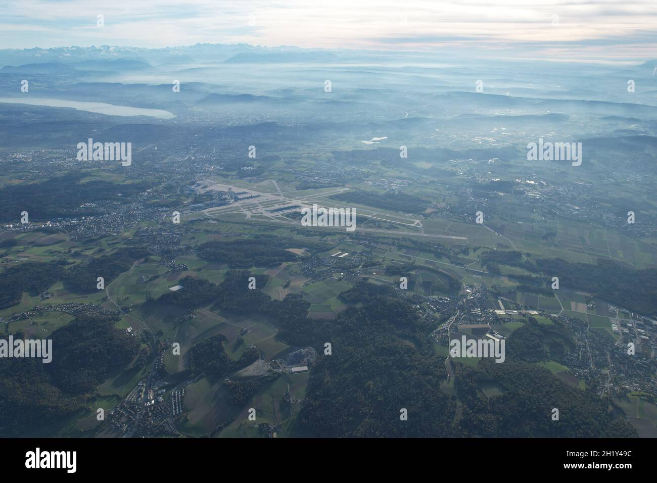 Vogelperspektive über Zürich Stockfoto