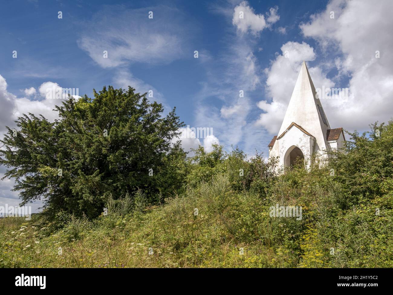 Farley Mount Monument, das als Denkmal für ein Pferd mit dem Namen „Beware Chalk Pit“ in der Nähe von Winchester, Hampshire, England, Großbritannien, steht Stockfoto