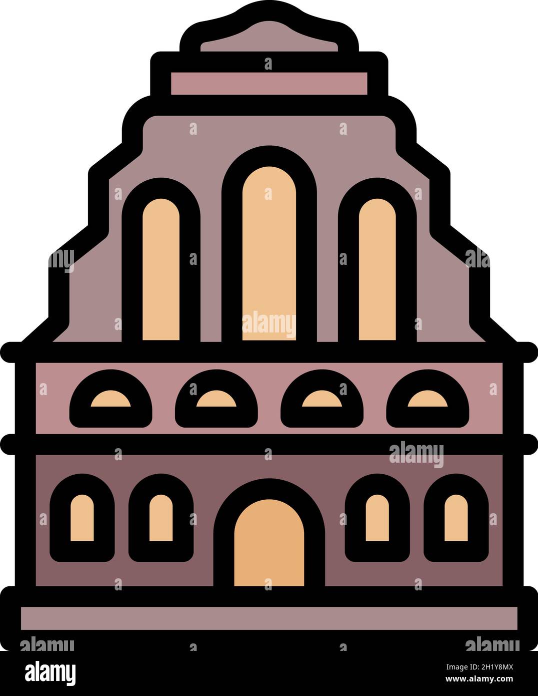 Ikone des alten Rigaer Gebäudes. Umriss alten Riga Gebäude Vektor Symbol Farbe flach isoliert Stock Vektor