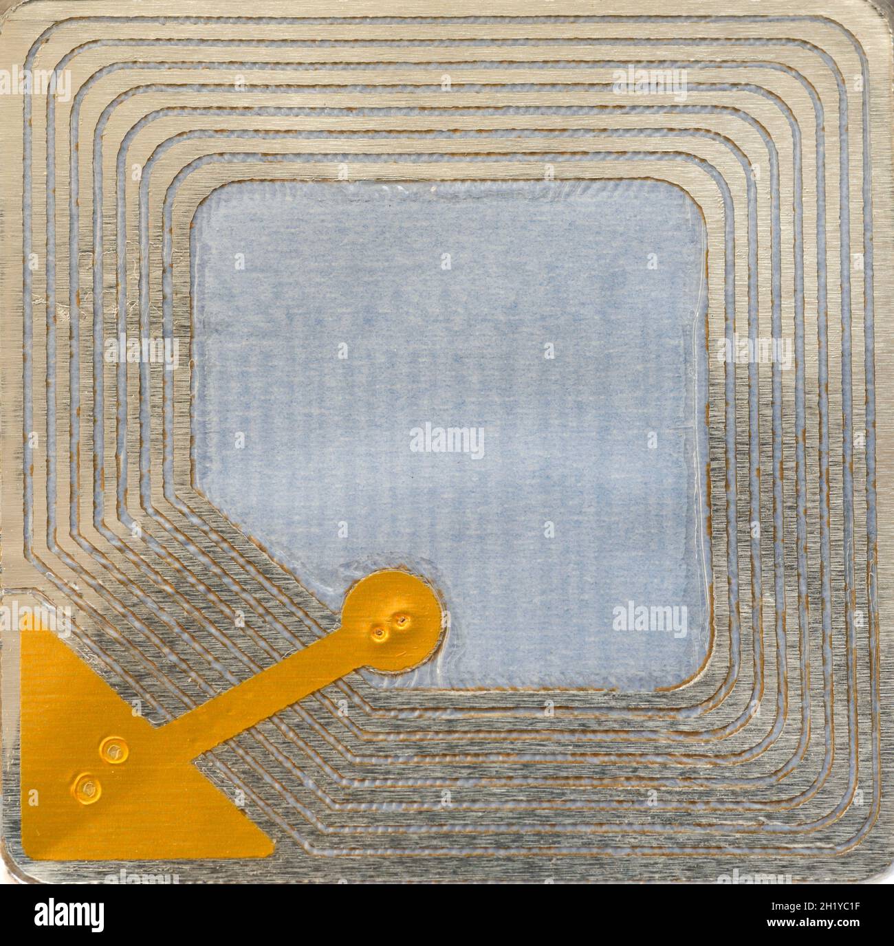 RFID-Tag. Makro mit geringer Schärfentiefe. Stockfoto