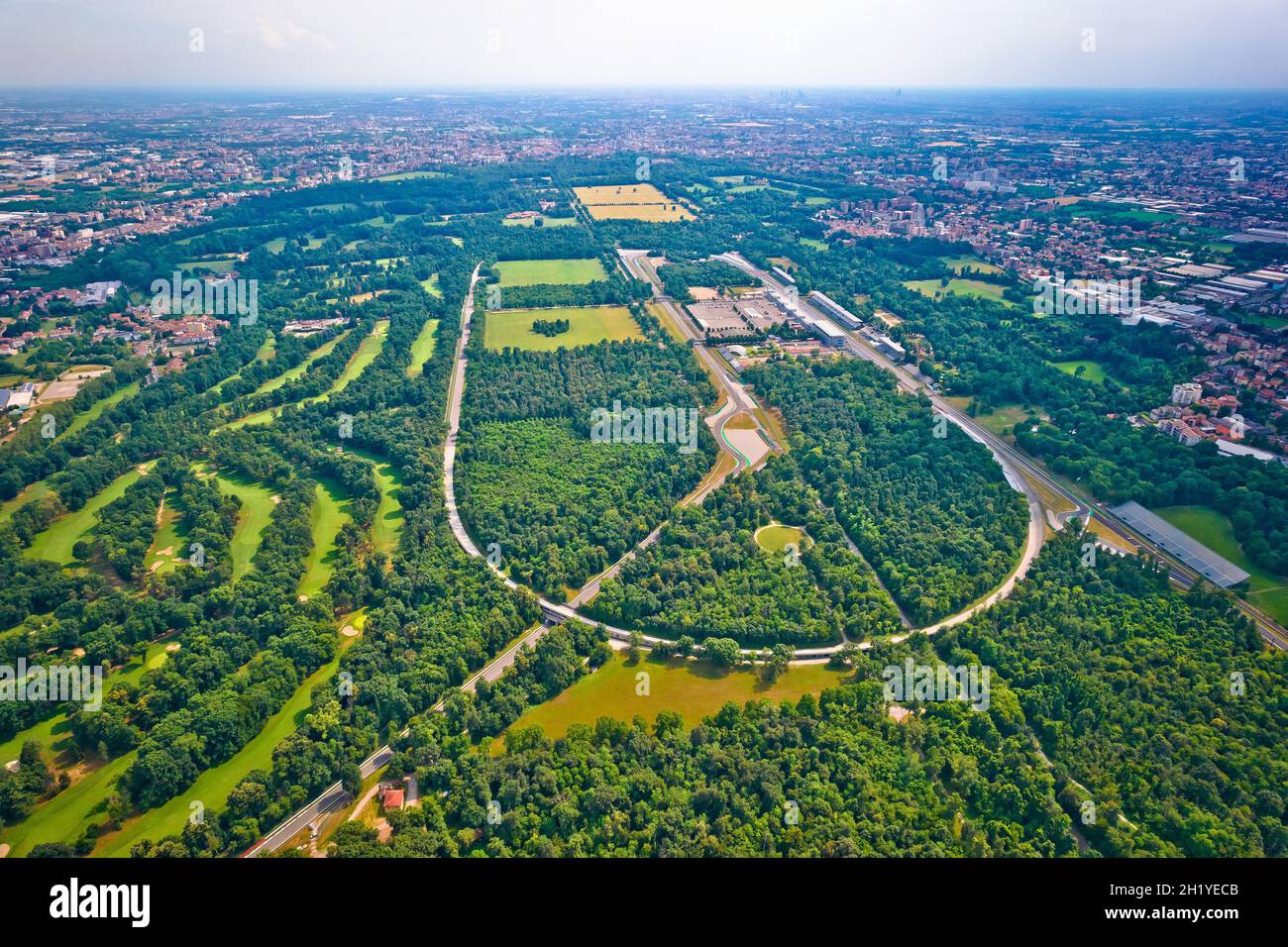 Monza Race circut Luftaufnahme in der Nähe von Mailand, Lombardei Region von Italien Stockfoto