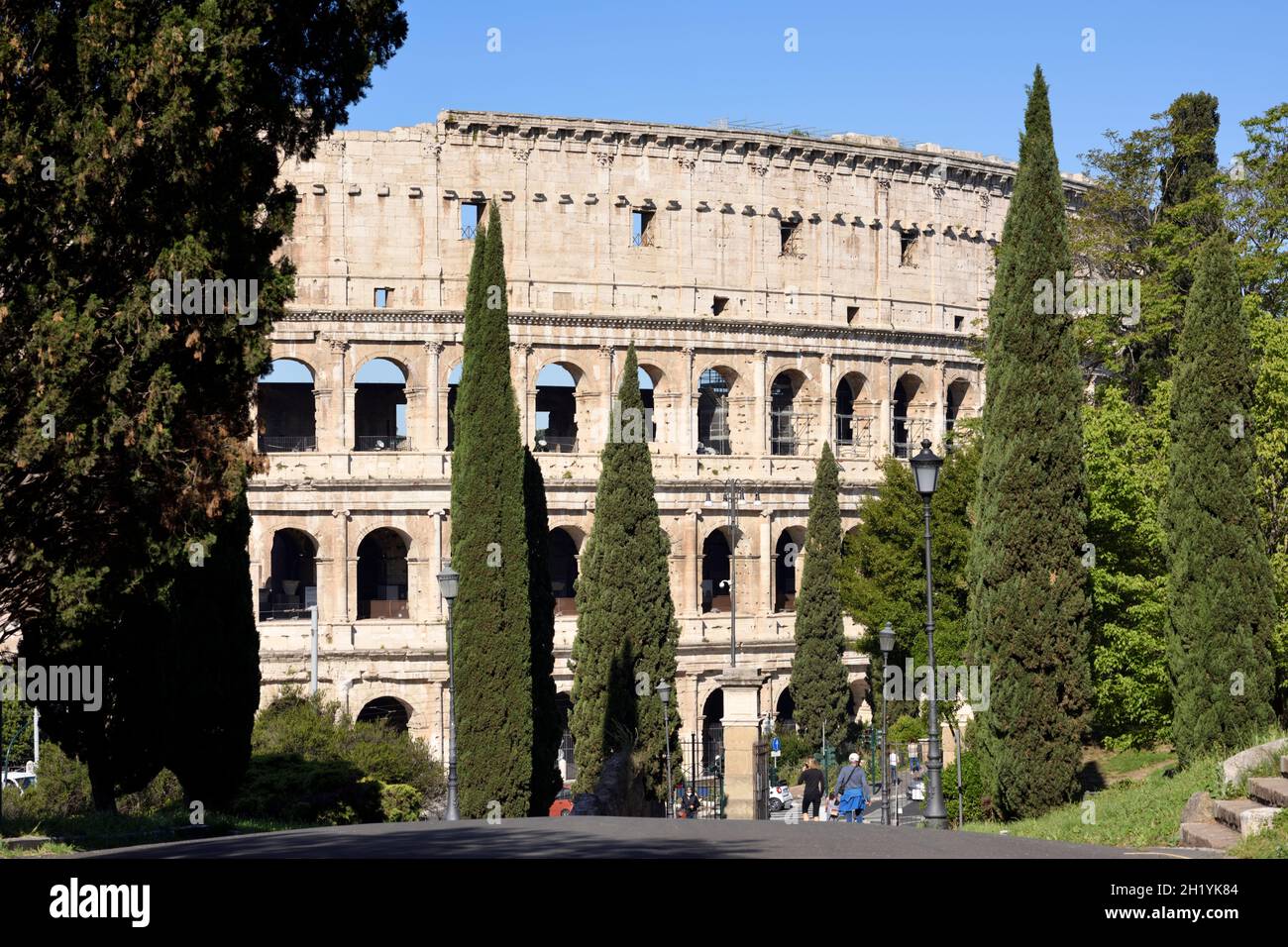 Italien, Rom, Colle Oppio (Oppian Hill) und Kolosseum Stockfoto