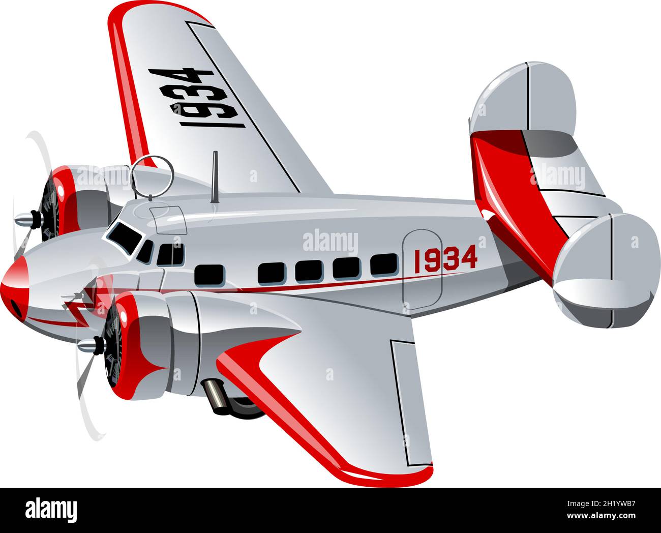 Vektor Cartoon Retro Flugzeug. Verfügbares EPS-10-Vektorformat, das durch Gruppen getrennt ist, für eine einfache Bearbeitung Stock Vektor