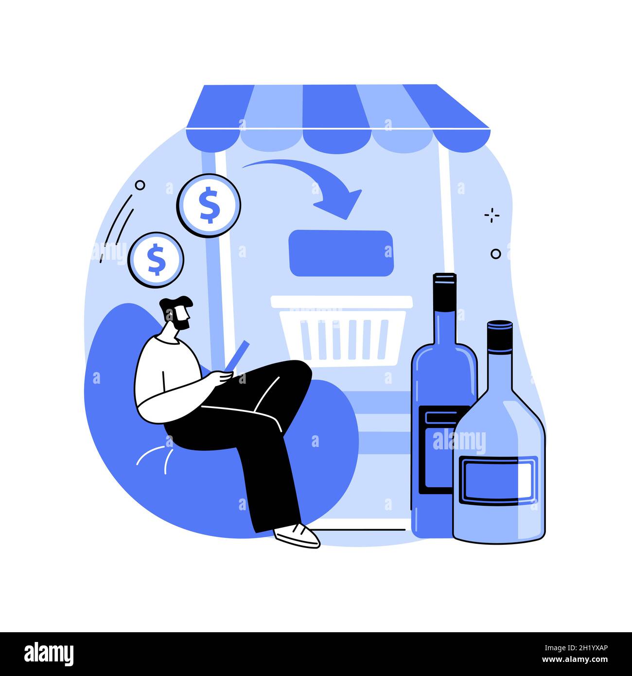 Alcohol E-Commerce abstraktes Konzept Vektor Illustration. Stock Vektor