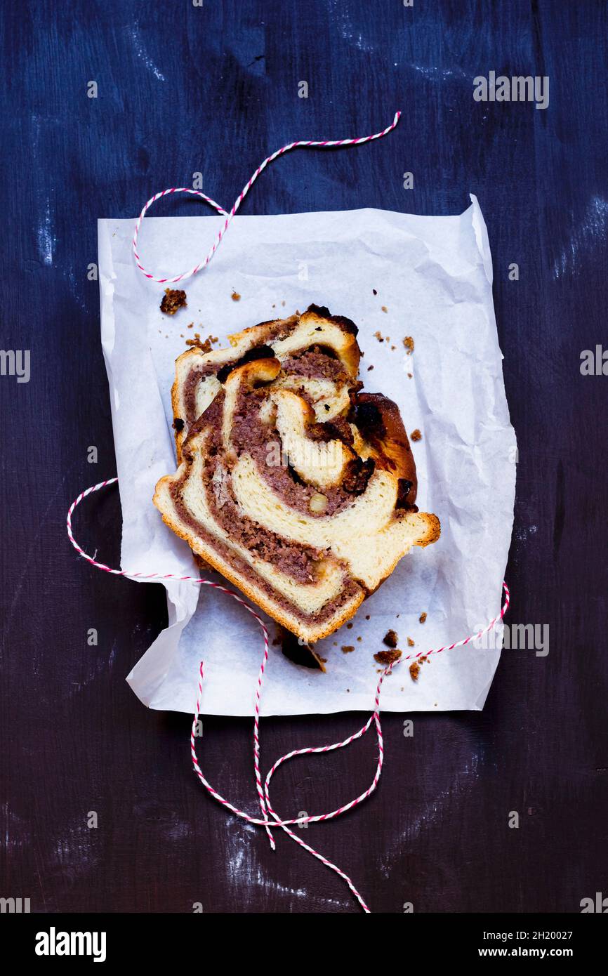 Hefeteig-Nusskuchen Stockfoto
