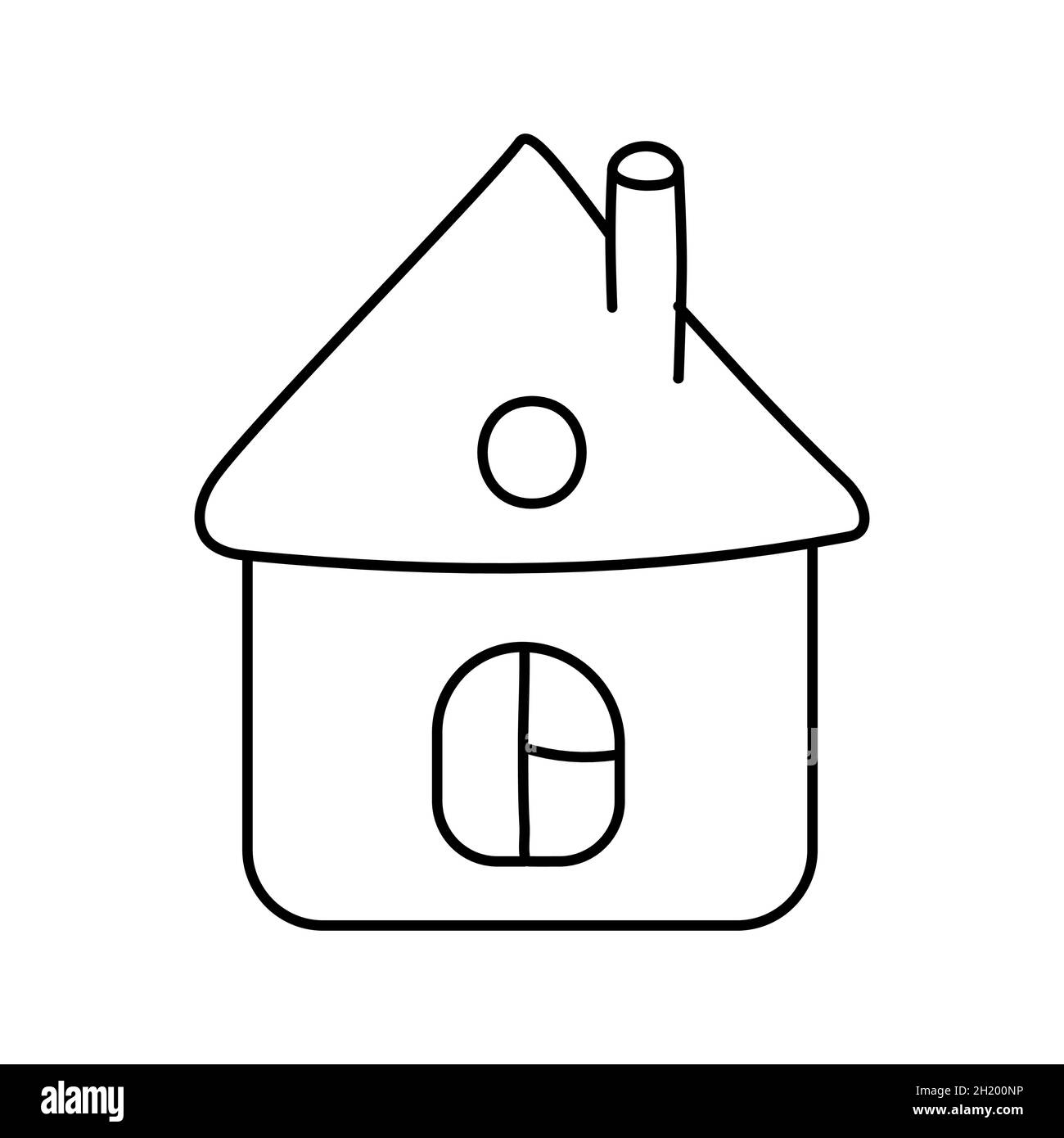 Dünnes Liniensymbol für Ingwer-Brothaus. Weihnachtshaus Attribut Vektordarstellung. Stock Vektor