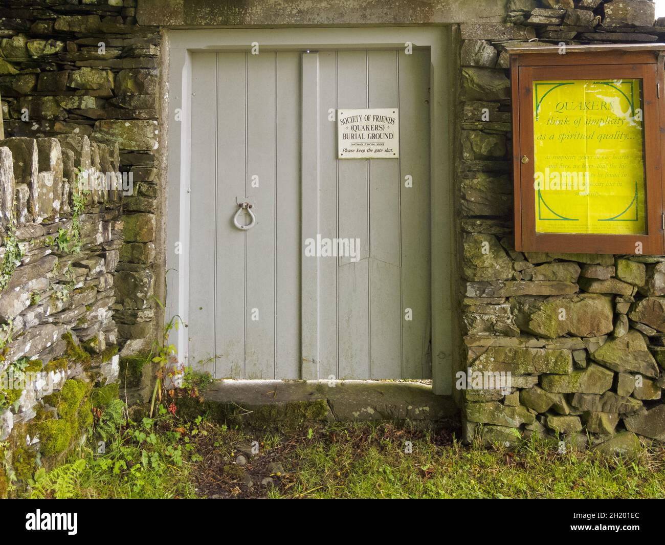 Tor zum Quaker-Begräbnisplatz im Colthouse bei Hawkshead Cumbria Stockfoto