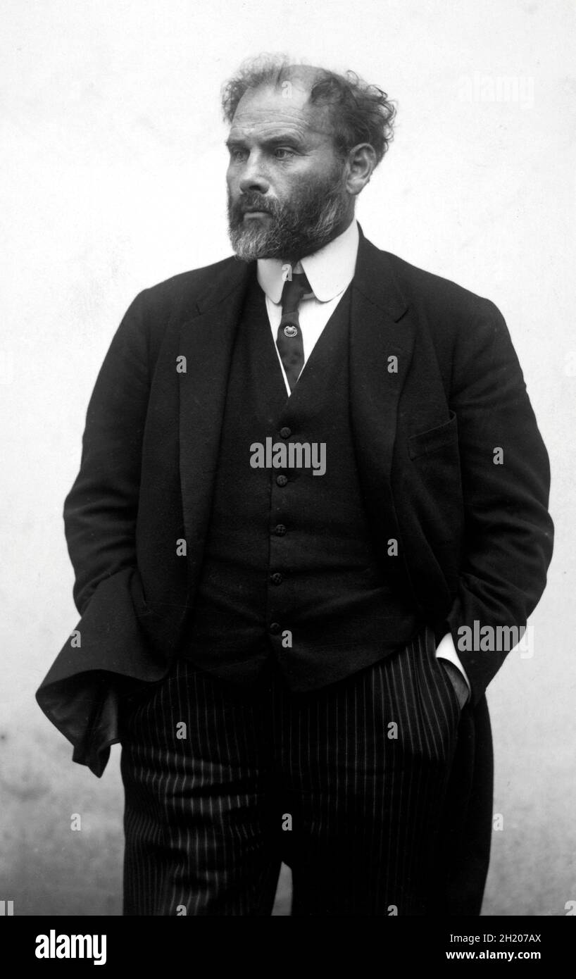 Porträt von Gustav Klimt (1862-1918) von Moritz Nähr, 1917 Stockfoto