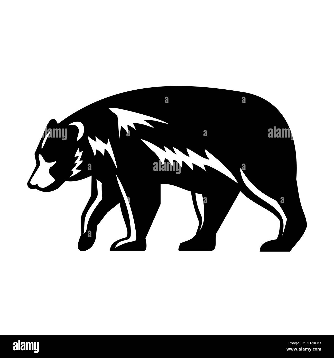 American Black Bear Walking Side View Retro Holzschnitt Stil Schwarz und Weiß Stockfoto