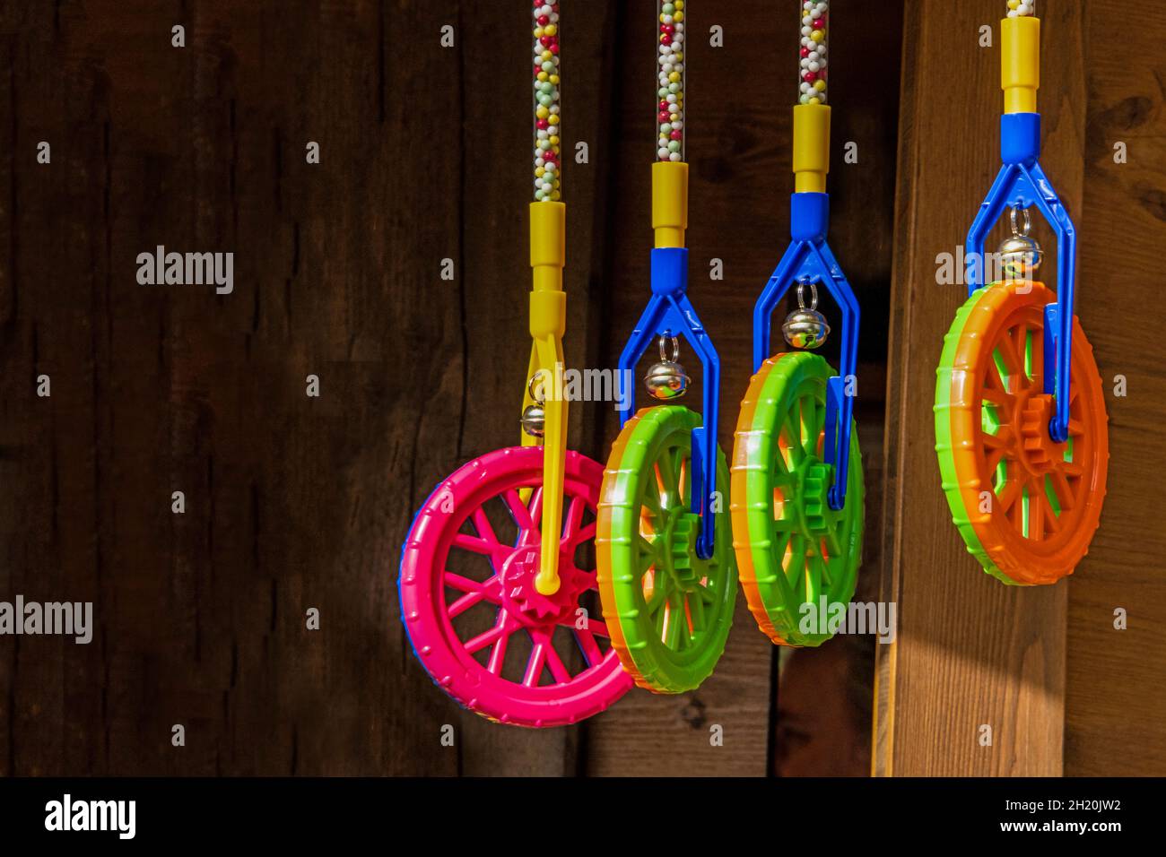 Nahansicht von Spielzeug für Kleinkinder in verschiedenen Farben Stockfoto