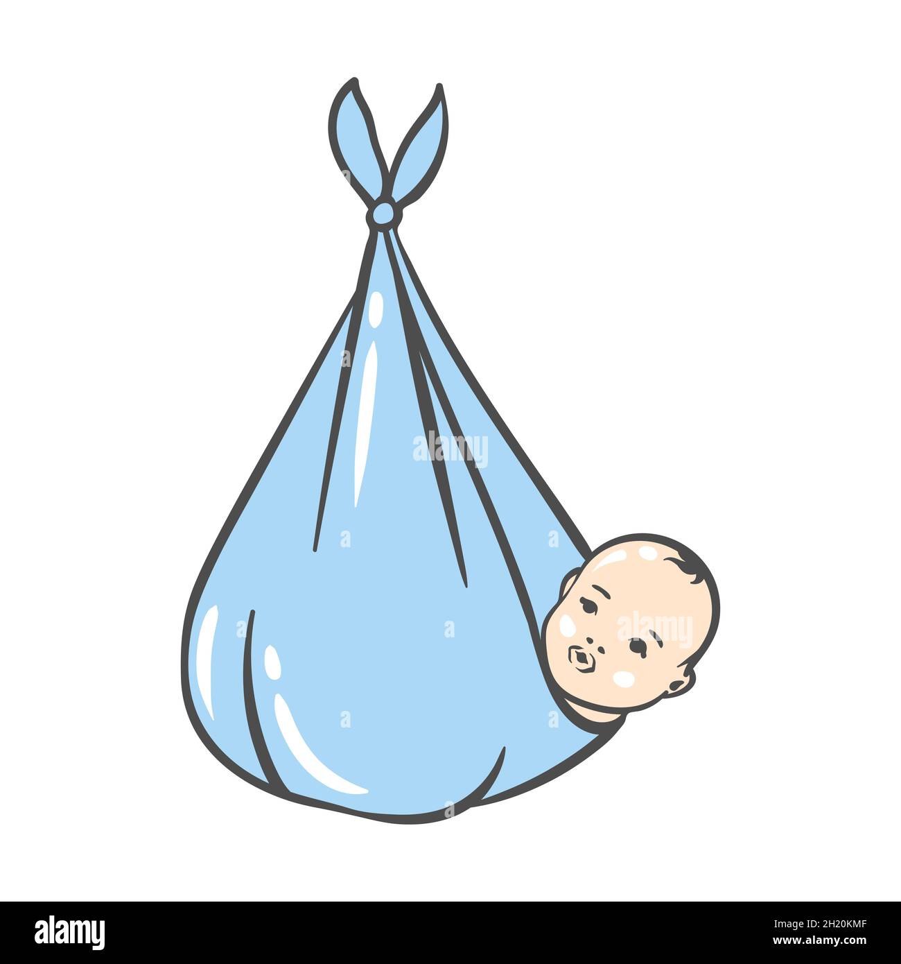 Illustration eines neugeborenen Jungen. Alles gute zum Geburtstag. Urlaub Baby Dusche simbol. Stock Vektor