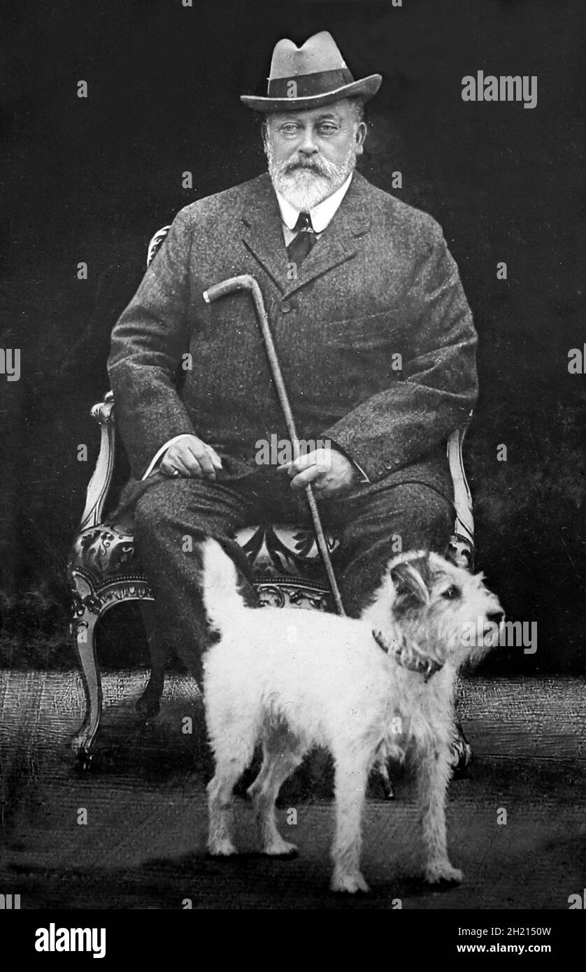 König Edward VII. Mit seinem Hund 'Ceasar' Stockfoto